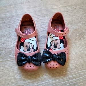 Mini Melissa Girls Minnie Mouse Disney Bow Mary Jane Shoes Sz8